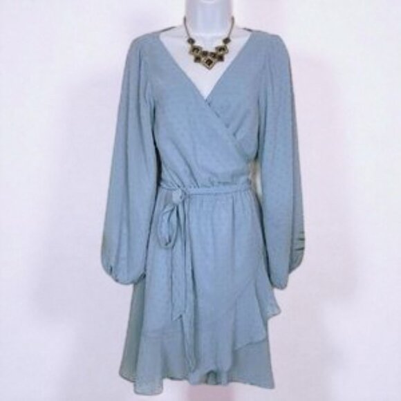 NWT Bellevue the Label Mabel Mini Wrap Dress Periwinkle Blue - Picture 3 of 5